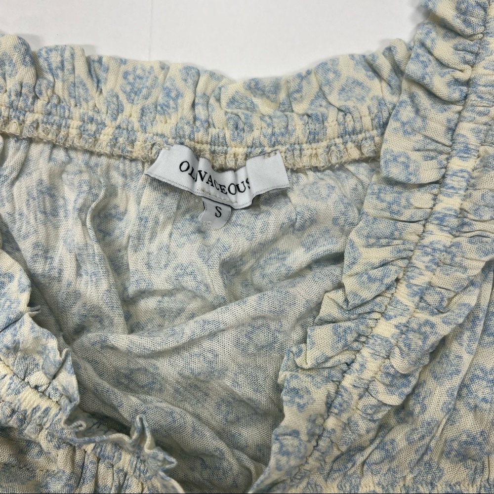 Olivaceous | Pattern Ruffle Crop Top - Picture 3 of 3